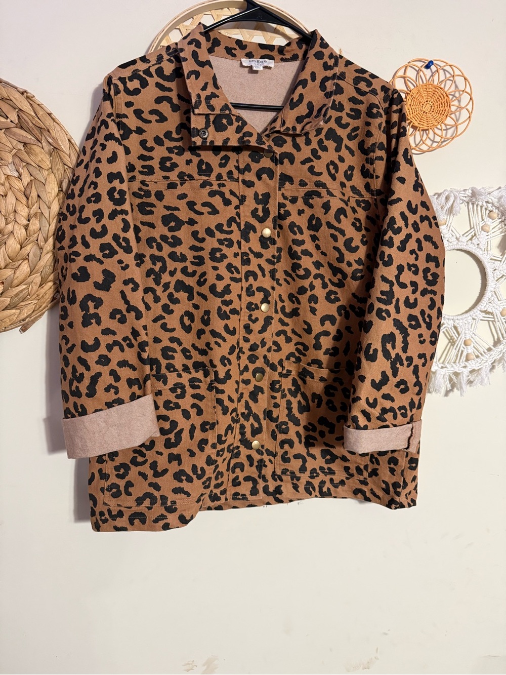 Umgee Leopard Print Button-Up Shirt in Brown and Black